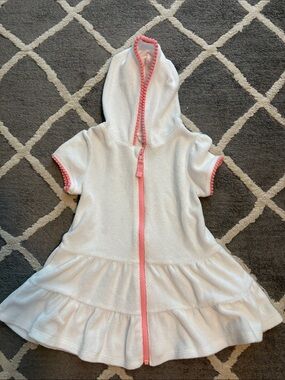 Cat & Jack White Hooded Pool Cover-Up with Pink Trim - Size 3T